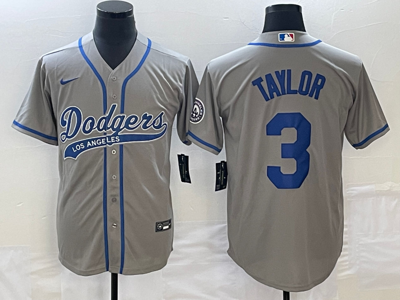 Men's Los Angeles Dodgers Chris Taylor #3 Gray Jersey Joint Edition